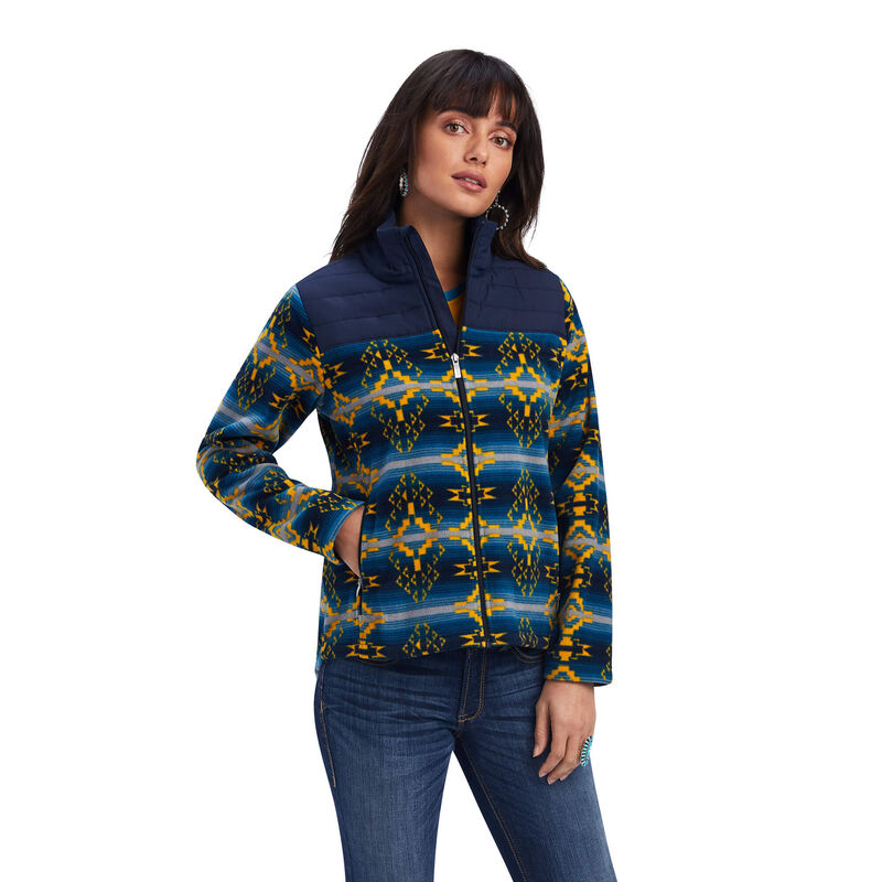 Chaqueta Ariat Prescott Fleece Azules/Amarillo Mujer - Chile 375-KLTFBY